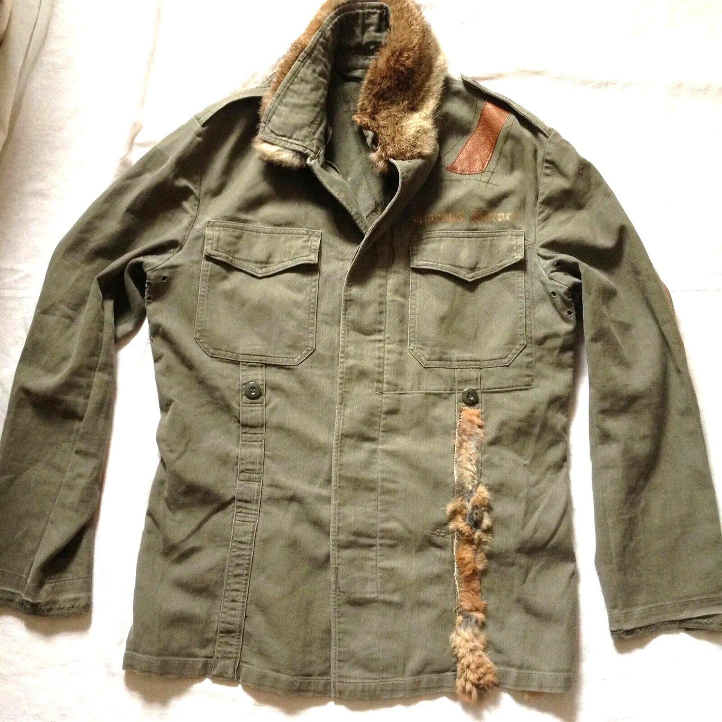Markus Hürner Natural Fur Designers Vintage West German Bundeswehr Military Field Shirt Jacket Medium