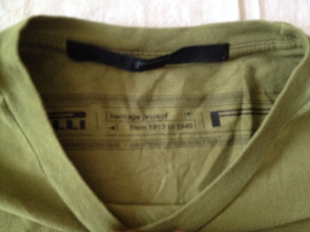 Pirelli Italian Tire Company Motorcycles Car Auto Olive Green Men's Unisex T-Shirt Size Small