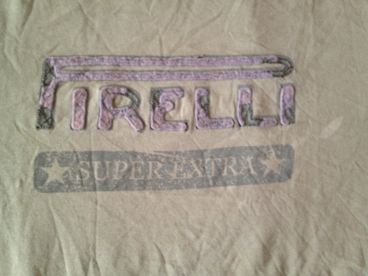 Pirelli Italian Tire Company Motorcycles Car Auto Olive Green Men's Unisex T-Shirt Size Small