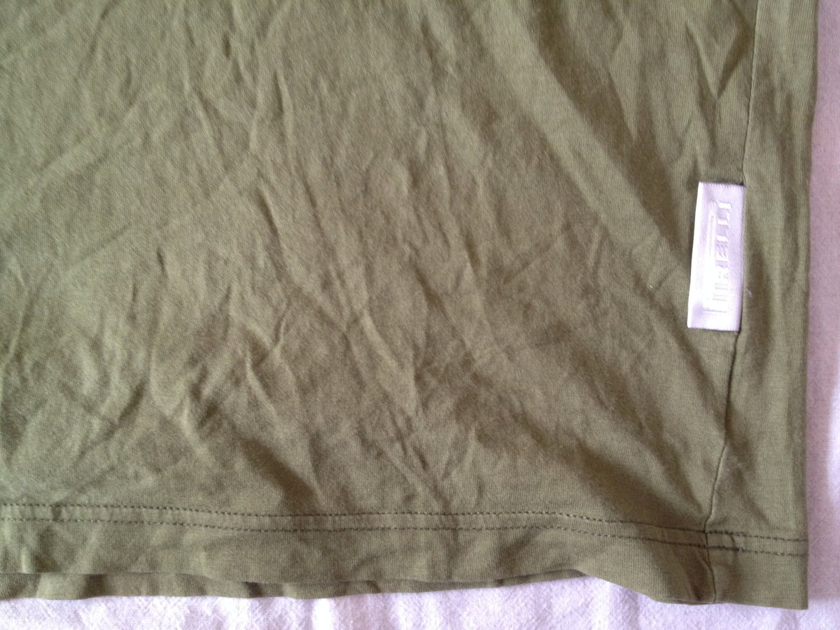 Pirelli Italian Tire Company Motorcycles Car Auto Olive Green Men's Unisex T-Shirt Size Small