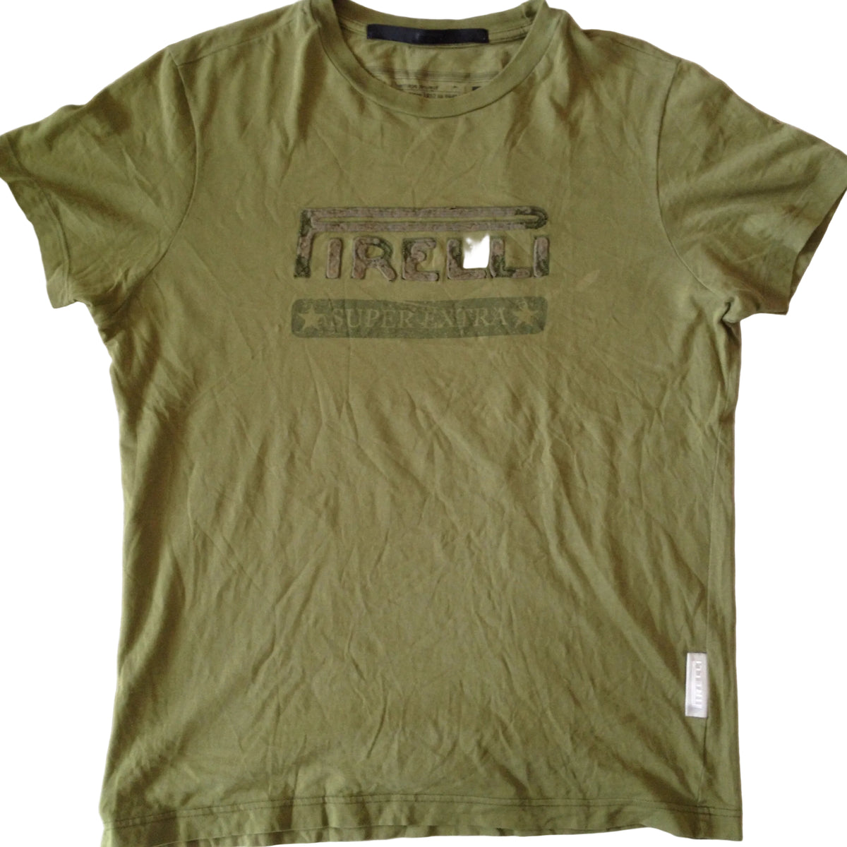 Pirelli Italian Tire Company Motorcycles Car Auto Olive Green Men's Unisex T-Shirt Size Small