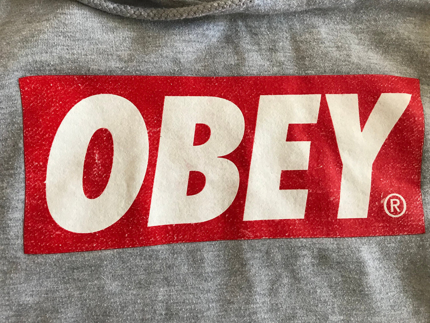 OBEY CLOTHING MEN'S UNISEX HOODIE PULLOVER SWEATER LIGHT GRAY SMALL