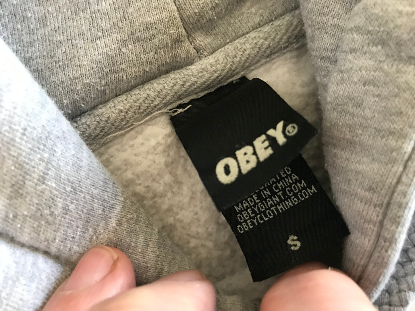 OBEY CLOTHING MEN'S UNISEX HOODIE PULLOVER SWEATER LIGHT GRAY SMALL