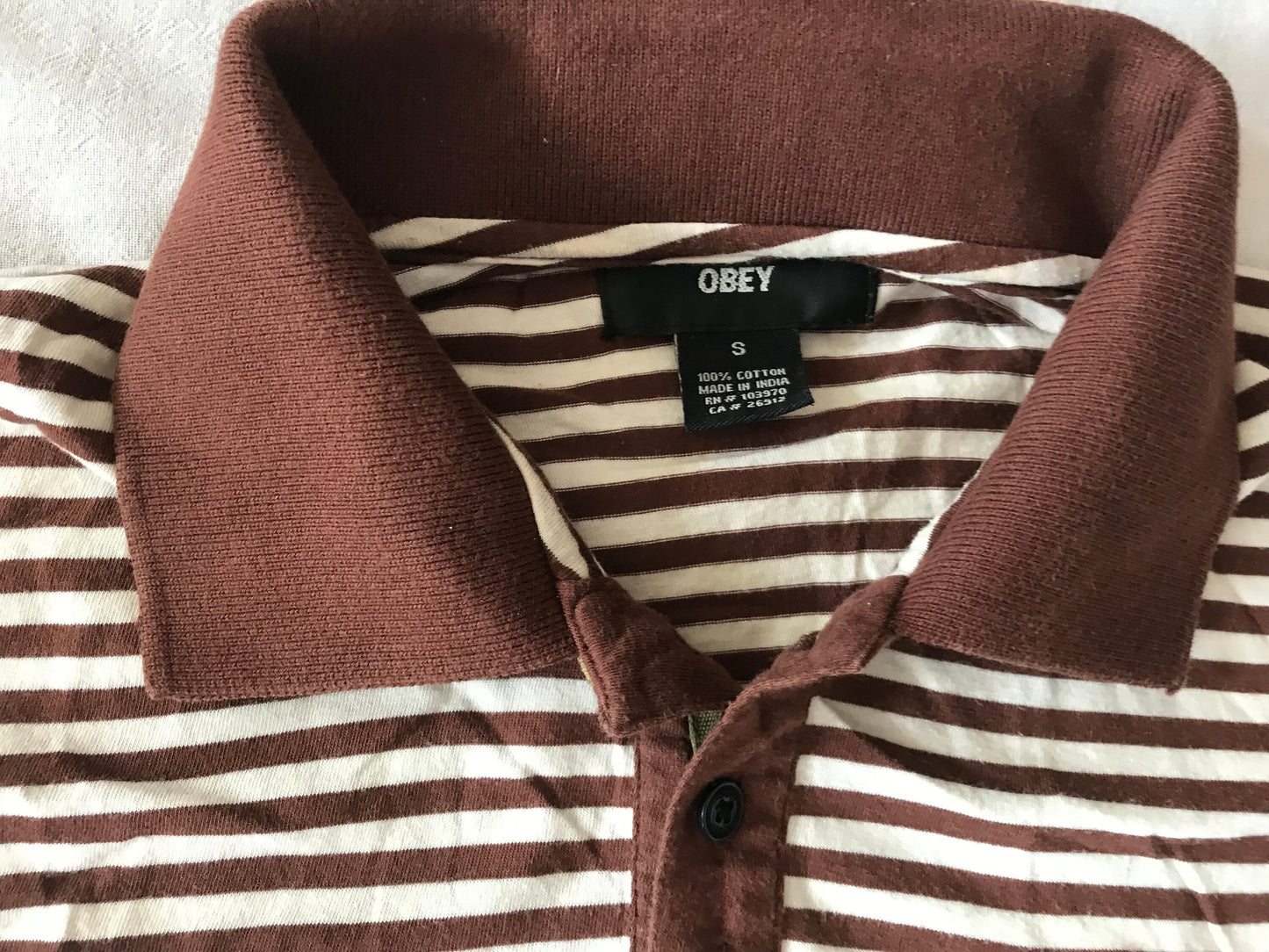 OBEY CLOTHING GIANT MEN'S POLO GOLF SHIRT T-SHIRT STRIPED SMALL SIZE