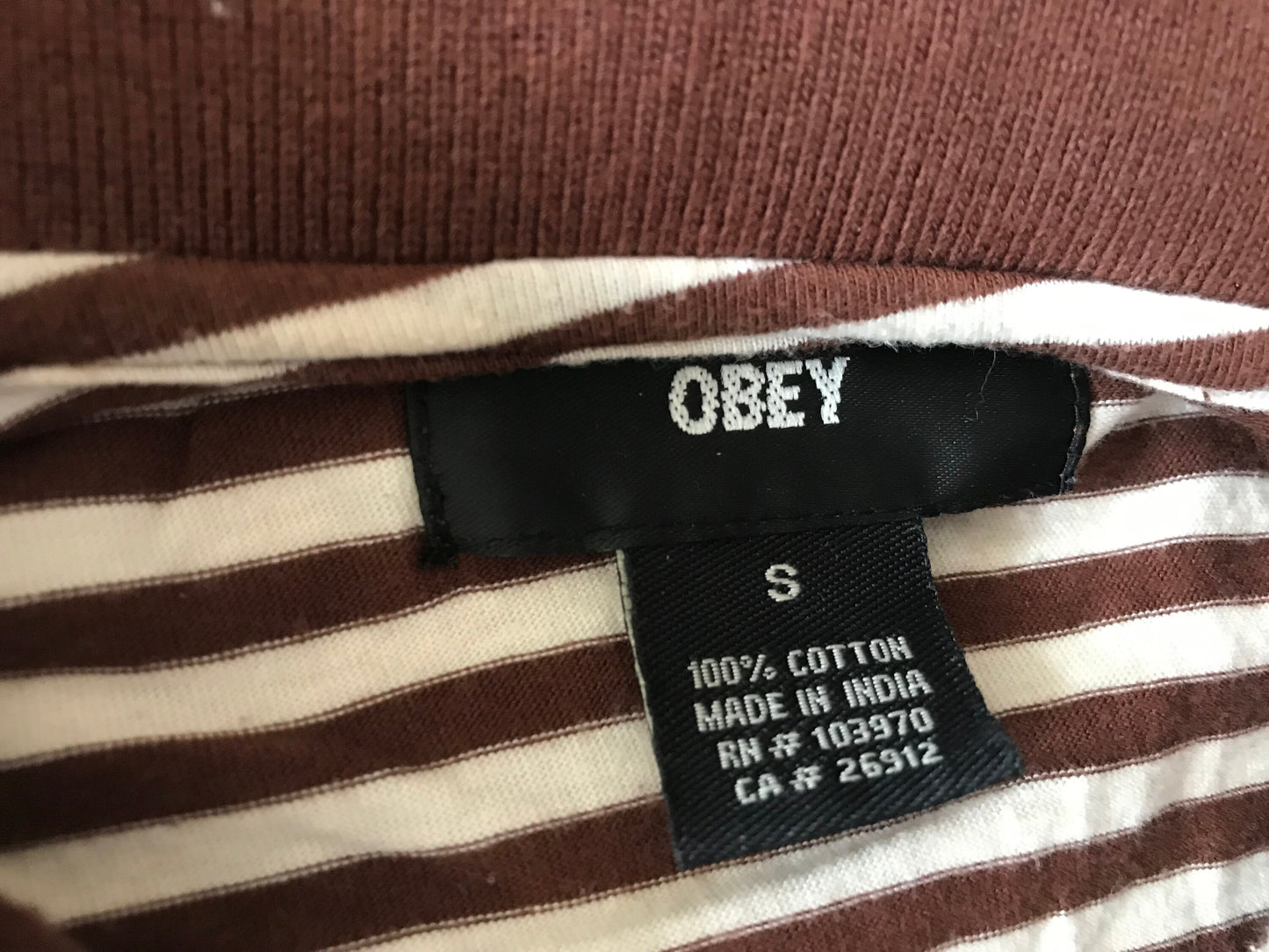 OBEY CLOTHING GIANT MEN'S POLO GOLF SHIRT T-SHIRT STRIPED SMALL SIZE