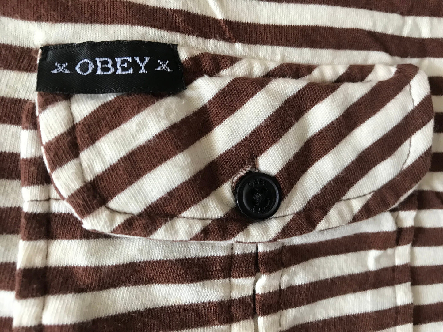 OBEY CLOTHING GIANT MEN'S POLO GOLF SHIRT T-SHIRT STRIPED SMALL SIZE