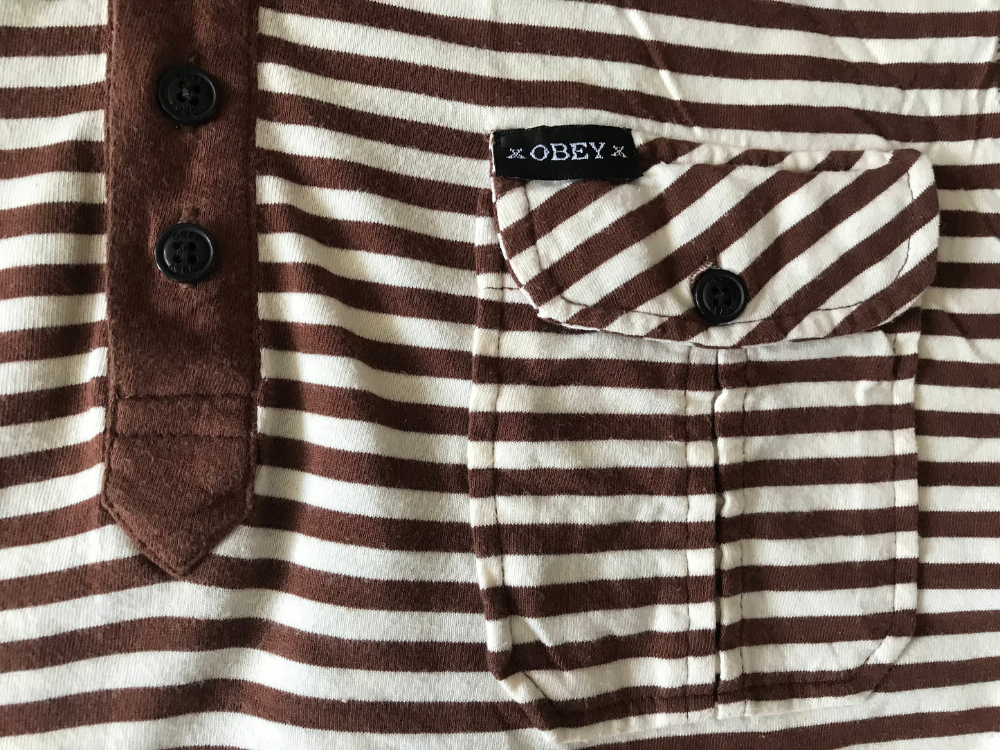 OBEY CLOTHING GIANT MEN'S POLO GOLF SHIRT T-SHIRT STRIPED SMALL SIZE