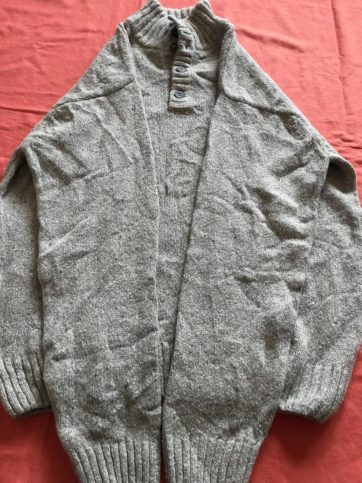 Marlboro Classics Men's Pullover Sweater Jumper High Henley Neck Wool Cotton Combo Beige XL XLarge