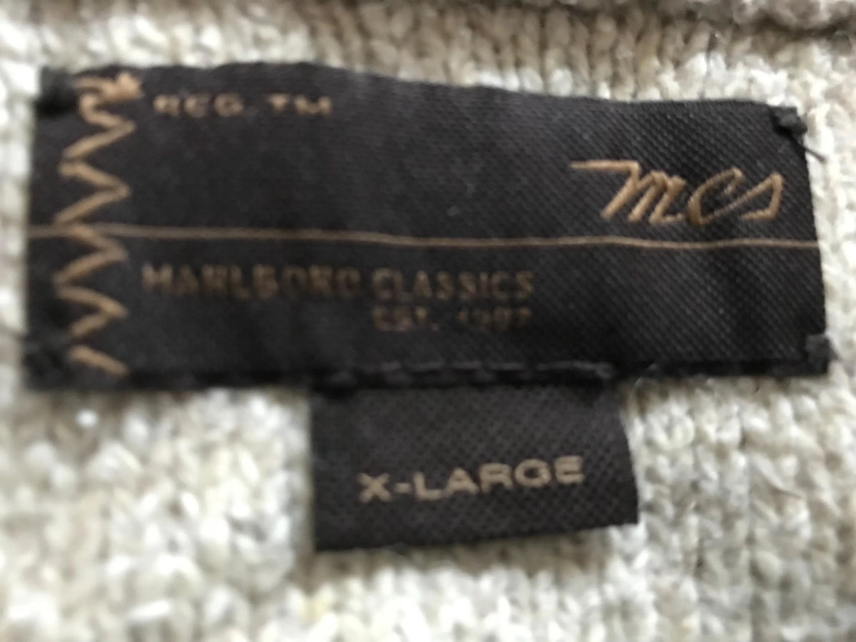 Marlboro Classics Men's Pullover Sweater Jumper High Henley Neck Wool Cotton Combo Beige XL XLarge