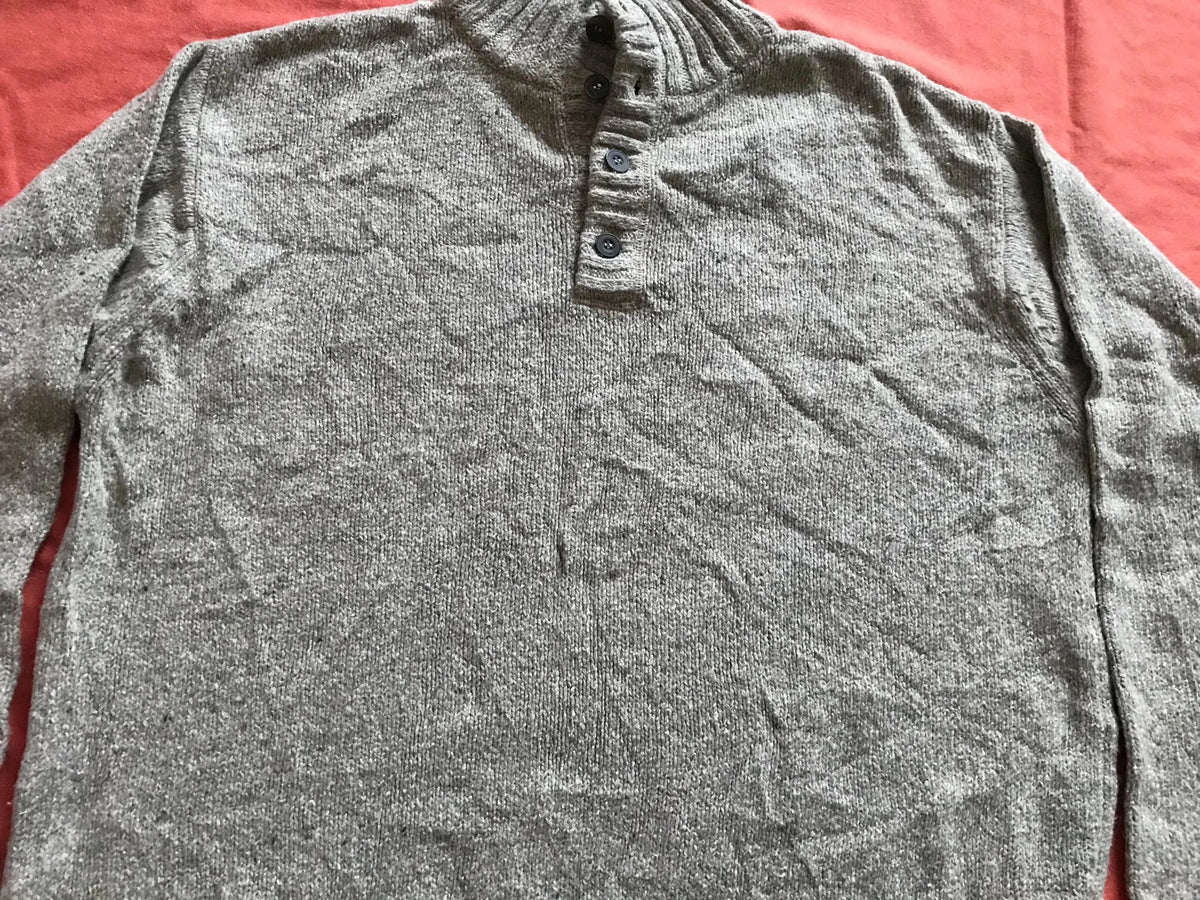 Marlboro Classics Men's Pullover Sweater Jumper High Henley Neck Wool Cotton Combo Beige XL XLarge