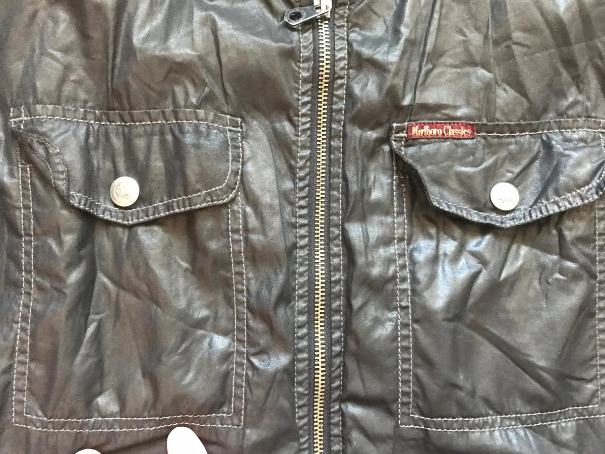 Marlboro Classics Italian Men's Light Made Racer Biker Motorcycle Designed Jacket Size XL Black EU Slim Fitted