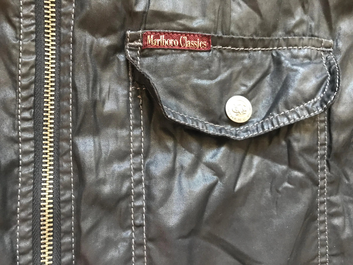 Marlboro Classics Italian Men's Light Made Racer Biker Motorcycle Designed Jacket Size XL Black EU Slim Fitted