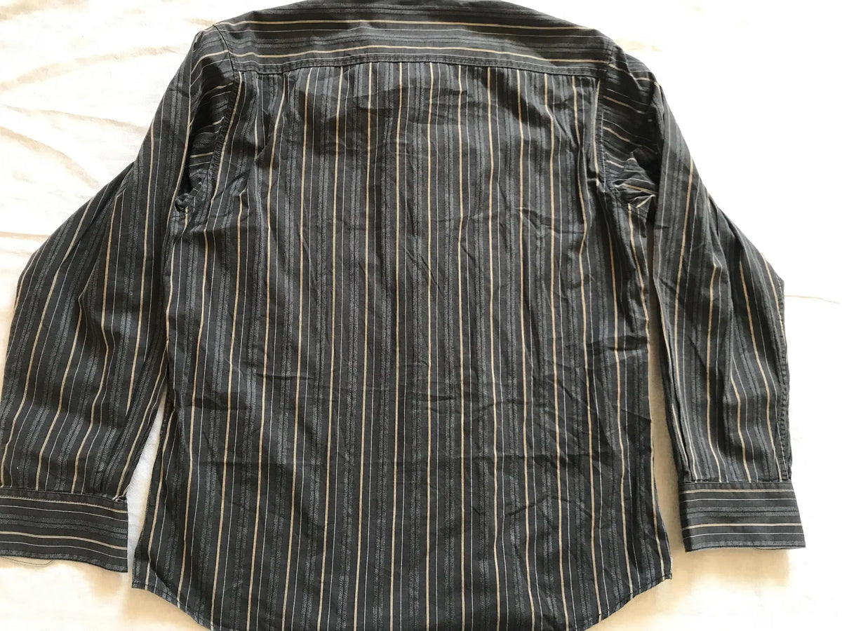 Marlboro Classics Italan Men's Dress Shirt Cotton Gray Striped Large Size EU