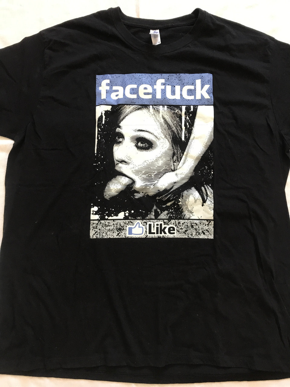 FACEFUCK EXPLICIT MEN'S T-SHIRT BLACK WITH GRAPHIC PRINT 3XL SIZE