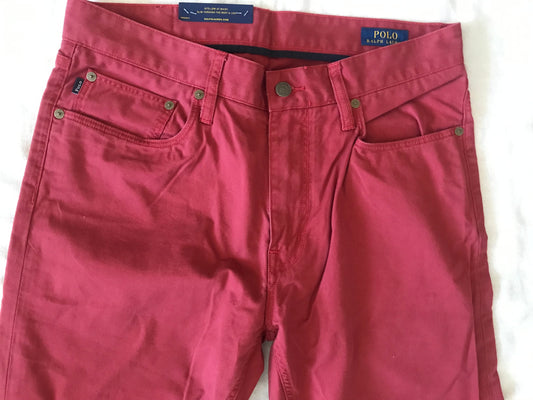POLO RALPH LAUREN ROSE RED MEN'S CHINO PANTS STRETCH SLIM FIT SIZE W32 x L32
